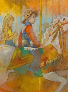 BENECKE William 1934-2001,Riding a carousel.,Aspire Auction US 2015-10-31