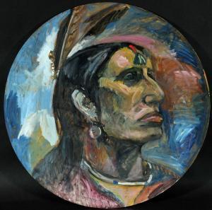 BENEDETTI Pietro 1950,Portrait eines Indianers im Dreiviertel-Profil,2003,Allgauer DE 2016-11-10