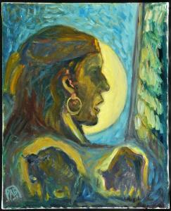 BENEDETTI Pietro 1950,Portrait eines Indianers im Profil,2002,Allgauer DE 2016-11-10