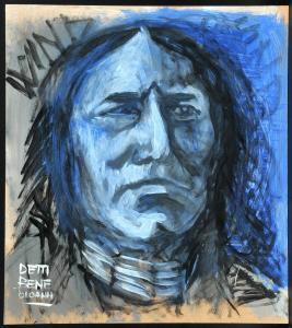 BENEDETTI Pietro 1950,Portrait eines Indianers in Blau,2004,Allgauer DE 2016-11-10