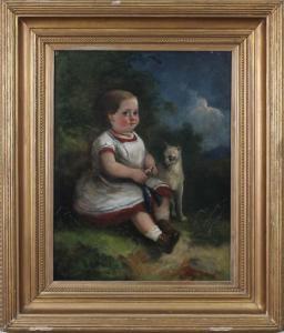BENEDICT R 1800-1900,portrait of a child with dog,1855,O'Gallerie US 2023-01-16