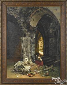 BENEDICTER Alois Josef,mother and child seated beneath stone arches,1872,Pook & Pook 2018-09-15
