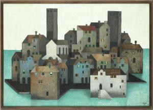 BENES Vlastimil 1919-1981,City on an island,1968-1969,Art Consulting CZ 2024-03-10