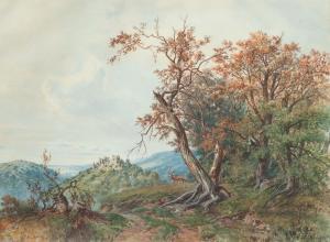 BENESCH von Ladislaus 1845-1922,Deer in the clearing,Nagyhazi galeria HU 2015-12-15