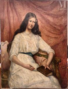 BENEZIT EMMANUEL 1939,Portrait de femme au livre,Millon & Associés FR 2023-03-09