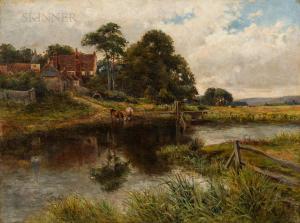 BENGER W.E. 1841-1915,Village Cows Watering at a Marshy River,Skinner US 2022-03-17