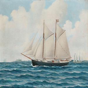 BENGTSSON Bror Edvin 1884-1953,Portrait of the schooner Else of Aalborg, Skipp,1928,Bruun Rasmussen 2015-06-15