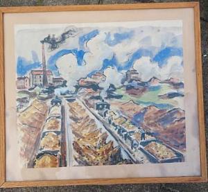 BENGTSSON Magnus 1888-1956,Industrial landscape with freight trains,Bruun Rasmussen DK 2022-03-24