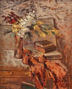 BENN 1905-1989,Still life with books and bouquet of flowers,Desa Unicum PL 2024-03-21