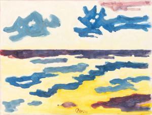 BENNER Gerrit 1897-1981,Wolken, See und Strand,1969,Stahl DE 2023-11-25