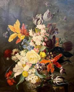 BENNER Jean 1796-1849,A PROFUSION OF BEAUTY - STILL LIFE WITH BASKET OF ,Potomack US 2022-06-29