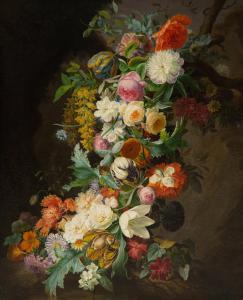 BENNER Jean 1796-1849,Still Life with Roses, Tulips, Peonies and other F,1846,Hindman US 2023-02-22