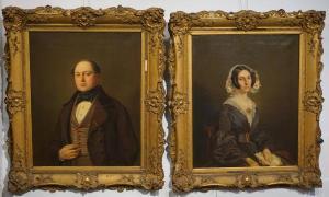 BENNERT Carl 1815-1885,Portraits de Mr et Mme Jules Frison,Legros BE 2019-02-28