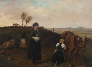 BENNET Carl Stephan 1800-1878,Landscape with cows and milk maids,Bruun Rasmussen DK 2021-03-29