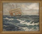 BENNETT A.H,seascape of a schooner,1928,Pook & Pook US 2012-06-29