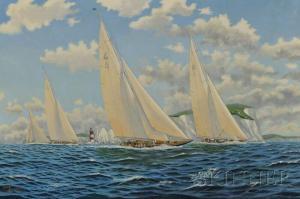BENNETT Andrew J 1900-1900,Rounding the Needles, J Class Yachts,1934,Skinner US 2011-07-09