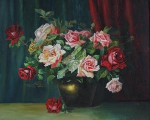 BENNETT C.H,still life roses,1905,Burstow and Hewett GB 2018-08-23