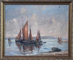 BENNETT Harold, Harry 1880-1955,Fishing Boats and Mill Buildings,David Lay GB 2021-12-09