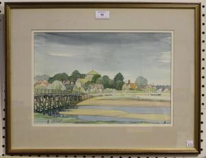 BENNETT Harry 1925,St. Nicholas Church and Old Toll Bridge, Shoreham,Tooveys Auction GB 2017-05-17