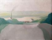BENNETT TERRENCE,landscape with cottages and tall smoking chimney,1975,Rogers Jones & Co 2018-03-02