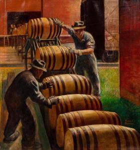 BENNEY Robert L. 1904-2001,Rolling the Barrels Out of the Rackhouse,Hindman US 2019-10-17