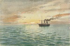 BENOIS Albert Nikolaïevich 1852-1936,A steamboat at sea,1928,Christie's GB 2008-06-11