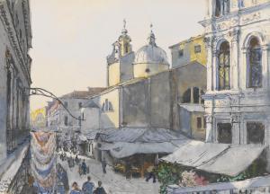 BENOIS Alexander Nikolaiev 1870-1960,MARKET PLACE BY A CHURCH,1938,Sotheby's GB 2015-12-01