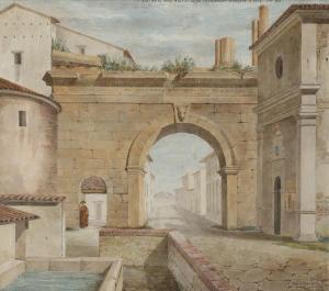 BENOIS Louis 1796-1873,Vue du Château de la Reine Anne, Naples,Ader FR 2019-04-03