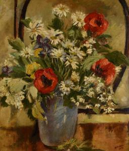 BENOIS Nadia,Still life with Poppies and Marguerites,1932,Galleria Pananti Casa d'Aste 2023-11-07