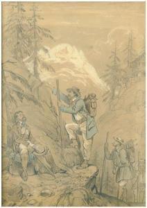 BENOIST Felix 1818-1896,Les randonneurs en montagne,Etienne de Baecque FR 2019-03-27