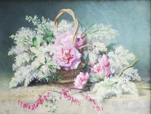 BENOIT Leon,Pivoines et lilas,20th century,Saint Germain en Laye encheres-F. Laurent 2020-10-11