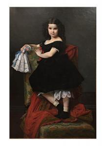 BENOUVILLE Léon François 1821-1859,Jeune fille à la poupée,1853,Tradart Deauville FR 2020-07-19