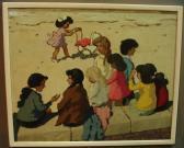 BENSCHOP Nicolaas 1907-2001,un groupe d'enfants sur la plage,Tajan FR 2008-02-27