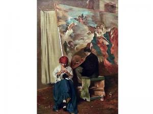 BENSI,Raffigurante pittore con donna che cuce,Caputmundi Casa d'Aste IT 2012-07-05