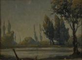 BENSON 1946,English lakeside with poplar trees,Morphets GB 2011-06-09