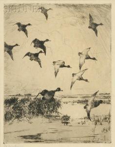 BENSON Frank Weston 1862-1951,Flying Ducks,1919,Skinner US 2009-09-11