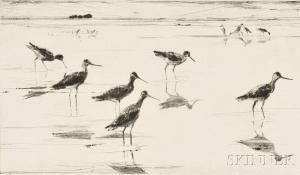 BENSON Frank Weston 1862-1951,Two Impressions of Waders,1930,Skinner US 2016-01-19