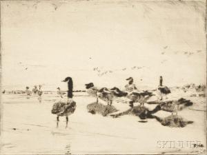 BENSON Frank Weston 1862-1951,Wild Geese Resting,1935,Skinner US 2016-01-19