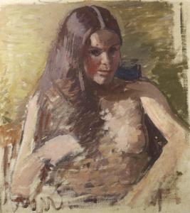 BENSON John Miles Bourne,Half length nude portrait of a young woman,Canterbury Auction 2020-06-06