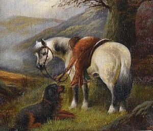 BENSON W,GREY HORSE WITH STAG & A DOG,Ross's Auctioneers and values IE 2019-03-13