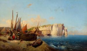 BENTABOLE Louis 1820-1880,Fisherfolk unloading the day's catch,1861,Bonhams GB 2022-10-03
