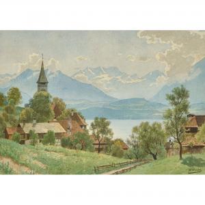 BENTELI Wilhelm Bernhard 1839-1924,Kirche von Hilterfingen,Dobiaschofsky CH 2018-11-10