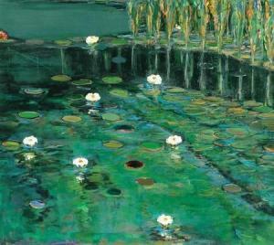 BENTERRAK Krim 1952,Waterhole with Lilies � Nightfall,1999,Mossgreen AU 2008-06-04