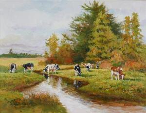 BENTHAM Rick 1950,COWS BY THE STREAM,Whyte's IE 2016-10-24