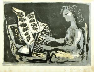 BENTHAM WALKER Richard Ian 1925-2009,Lady playing the Piano,Mealy's IE 2021-05-18