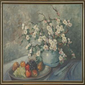 Bentine Debois Ingeborg 1897-1970,Still life with fruit and flowers,Bruun Rasmussen DK 2008-04-14