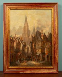 BENTLEY ALFRED 1879-1923,French city scene with cathedral beyond,Mallams GB 2023-07-17