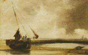 BENTLEY Charles 1806-1854,A BEACHED FISHING VESSEL WITH AN APPROACHING STORM,Sworders GB 2018-06-20