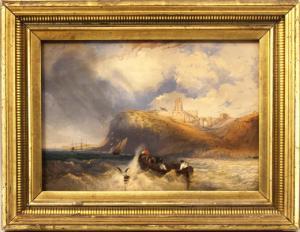 BENTLEY Charles 1806-1854,Acoastal scene, castle ruins on the cliff,CRN Auctions US 2018-05-20