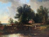 BENTLEY Joseph Clayton 1809-1851,SUNSET, MAYFORD BRIDGE, WOKING, SURREY,1847,Lawrences GB 2010-01-22